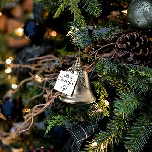 Pulunto It's A Wonderful Life Christmas Angel Bell Ornament, Stainless Steel Angel Wing Bell Charm Christmas Tree Decorations With Gold Ribbon, Memorial #TOP3