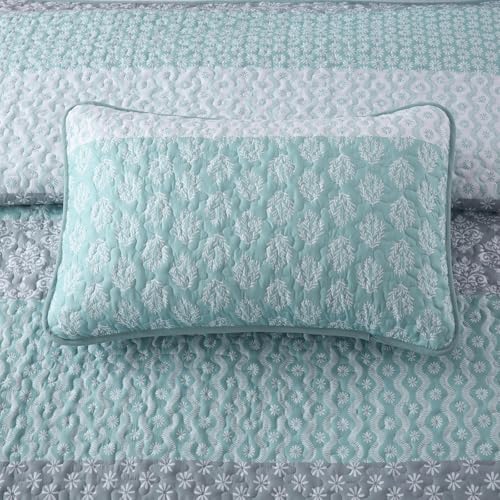 Colcha bohemia a rayas Cottolester Aqua edredón king de microfibra premium 7