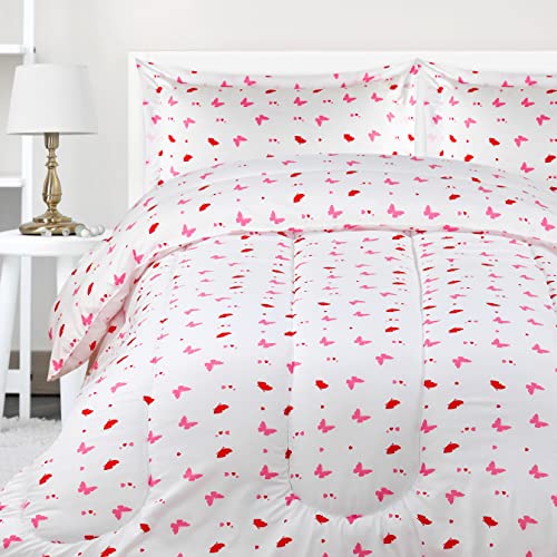 Utopia Bedding All Season Butterfly Comforter Set with 2 Pillow Cases - 3 Piece Soft Brushed Microfiber Kids Bedding Set for Boys/Girls – Machine Washable (Twin/Twin XL)