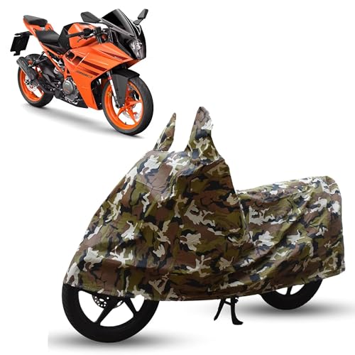 Image of Sulfar Bike Cover for KTM RC 390 (Sports Faired) | Waterproof, Dustproof & UV Protected | All Weather Two Wheeler Cover (Army Green) New 2026 Variants