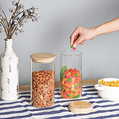 Image of 1400 ML Round Airtight Glass Jar for Food Storage Set,Airtight Food Jars with Bamboo Lids Glass Kitchen Glass multipurpose use set of 12(12, Round BAMBOO LID GLASS JAR 1400ml -)