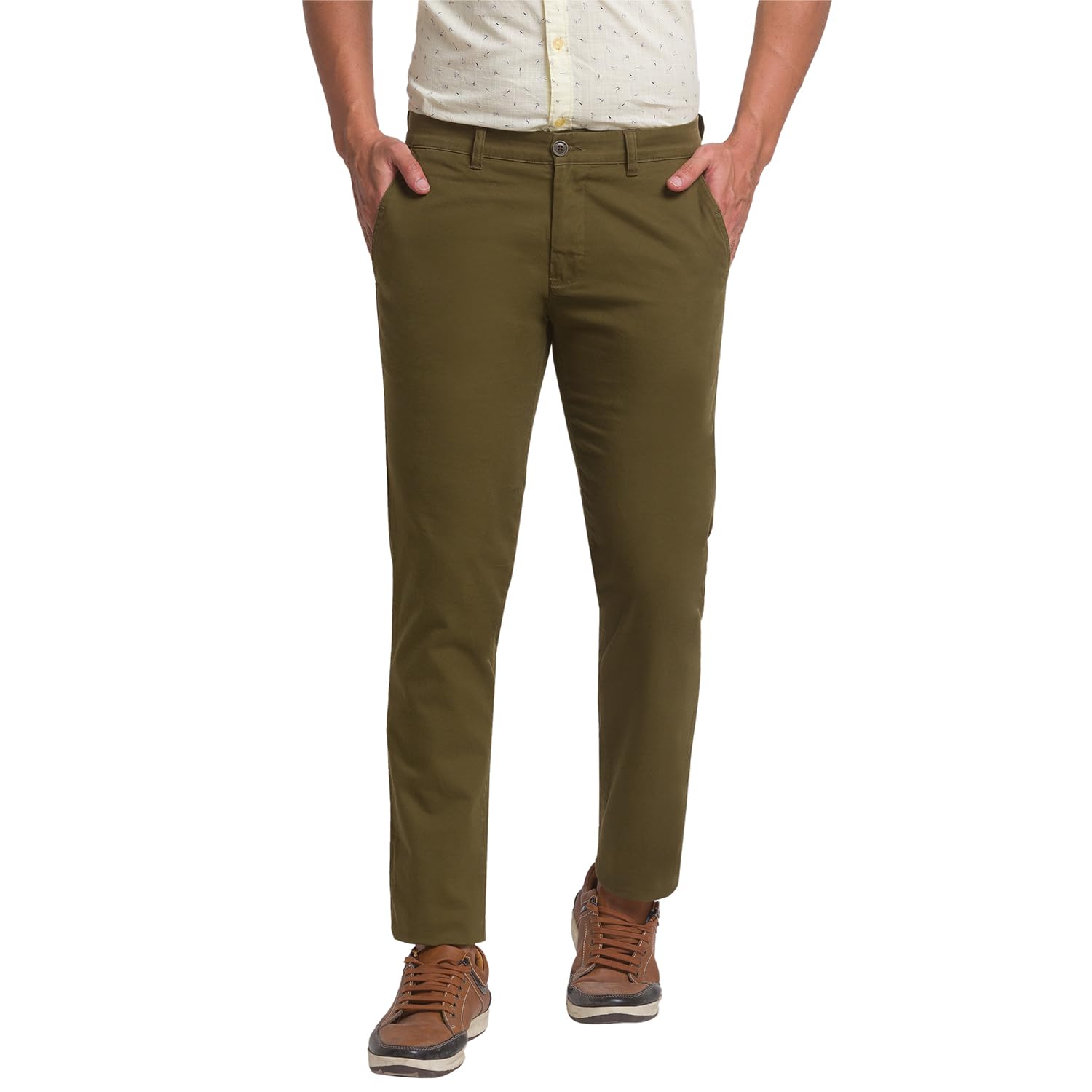parx Men's Cotton Blend Solid Pattern Low Rise Tapered Fit Flat Front Casual Trouser-picture-37