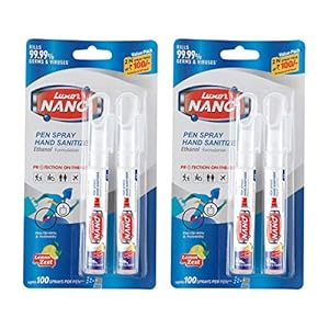 Luxor Nano Pen Lemon Zest Alcohol Based Hand Sanitizer Spray (10 ml X 2) – Pack of 2