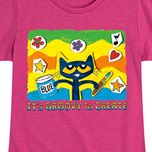 Pete the Cat - Groovy to Create - Toddler and Youth Girls Short Sleeve Graphic T-Shirt - Size Small Heather Fuchsia3