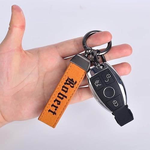 Miniatura 3 de Llavero de cuero personalizado para automóvil, llaveros universales personalizados para llaveros, con anillo en D antipérdida y 2 llaveros
