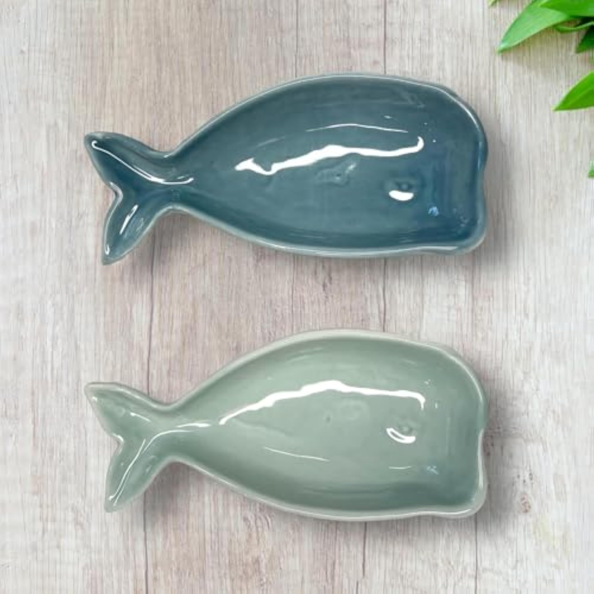 Set of 2 Whale Jewelry Dishes, Ceramic Trays
