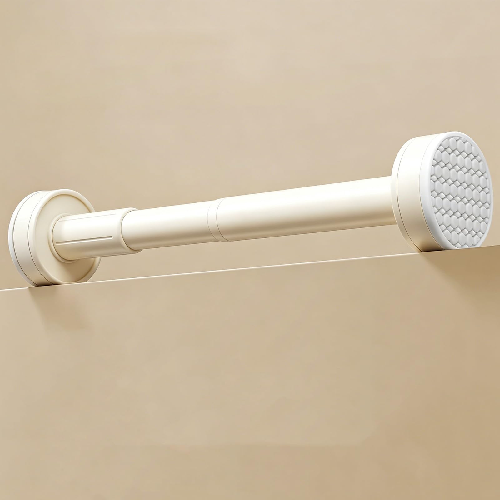 Duschvorhangstange Ohne Bohren Edelstahl Teleskopstange Zum Klemmen 35–250 Cm, Rutschfest, Wasserdicht und Rostfrei, für Fenster, Bad, Küche und Tür(Beige,75-120cm/30-47in)