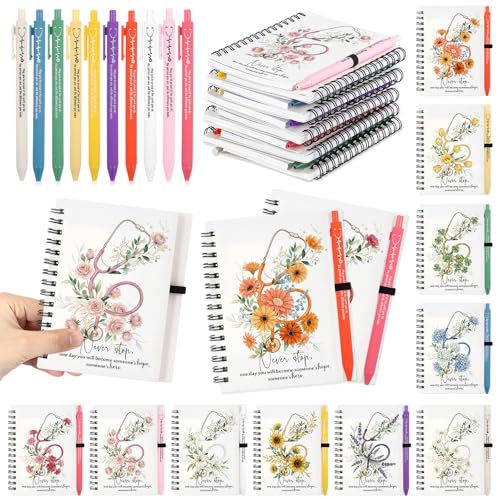 Cadeau de remerciement infirmière lot de 10 carnets et stylos inspirants