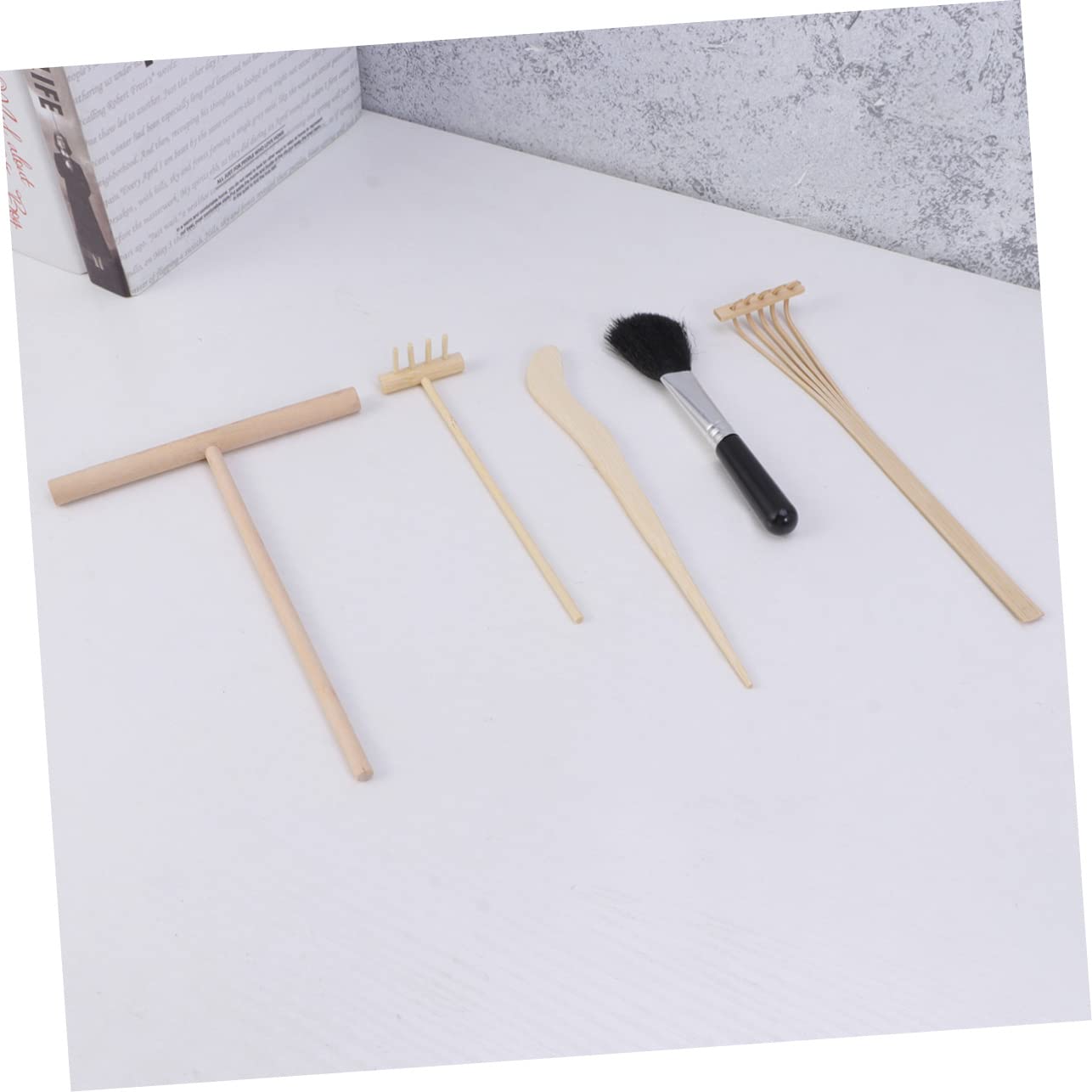 TOYANDONA 10 Piezas rastrillo Rastrillo jardín Zen Rastrillo era Madera ferramentas Estilo japones Herramienta Adornos Bambú