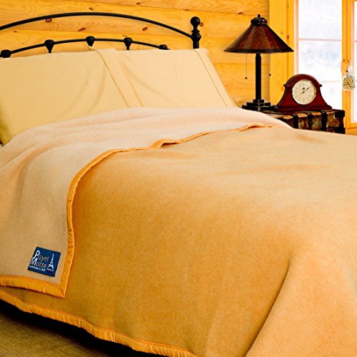Poyet Motte Aubisque 500GSM Heavyweight 100-Percent Wool Blanket, Maise/Natural (Twin Size)