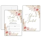 KFNER Boho Floral Bridal Shower Invitations, Minimalist Pampas Grass Bridal Shower Invites, Bohemian Wedding Shower Supplies & Engagement Party Decorations (25 Set of Invitations with Envelopes) -05