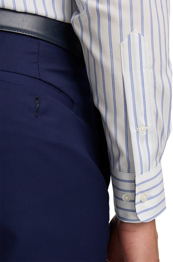 Paul Fredrick Men's Classic Fit Non-Iron Cotton Stripe Dress Shirt - Image 4