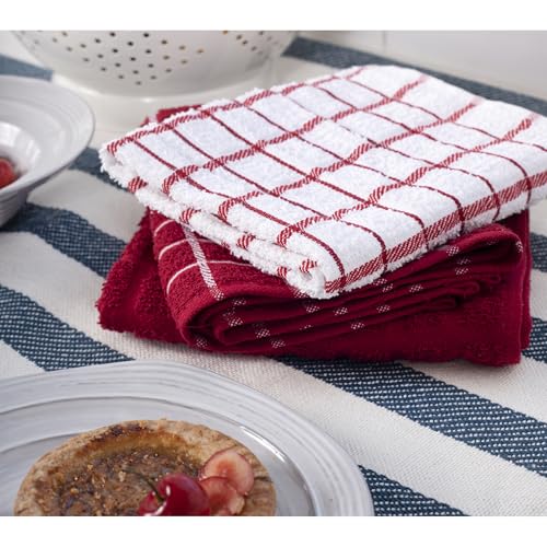 Ritz Paños de Cocina de Rizo 100% algodón, Altamente absorbentes, 25 x 15 Pulgadas, Color Rojo pimentón, Paquete de 3 Unidades de 25 x 15 Pulgadas - imagen 5