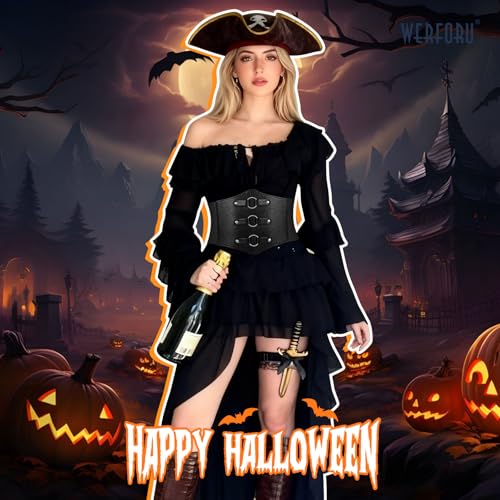 WERFORU Women Wide Corset Elastic Belt Thick Vintage Ladies Costume Waspie Waist Belt2