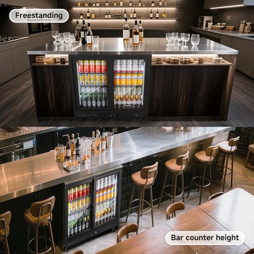 Image of BODEGACOOLER Back Bar Cooler,7.7 Cu.ft Commercial Beverage Refrigerator with 2 Sliding Glass Doors, Stainless Top,Beverage Fridge Perfect for Beer,Wine,Soda,DOE Approved