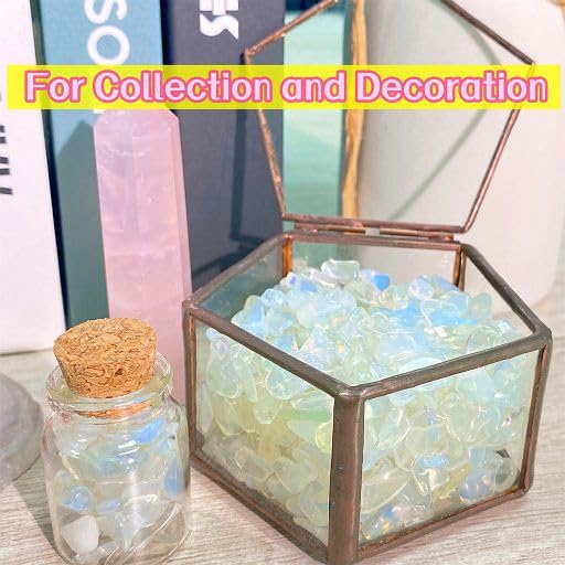 Image of YATOJUZI Opal Aquarium Gravel Rocks Bulk Wholesale Tumbled Crystals Stones Chips Crushed Reiki Energy Balancing Gemstones for Planters Vase Filler Fountain Fish Tank Potted Decor 0.44LB