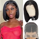 Bob Wig Human Hair 13x4 Lace Front Wigs 10 Inch Short Bob Wigs Glueless Wigs Human Hair Pre Plucked Straight Human Hair Wigs For Black Women 150% Density HD Lace Front Wigs (10 Inch, Natural Color)