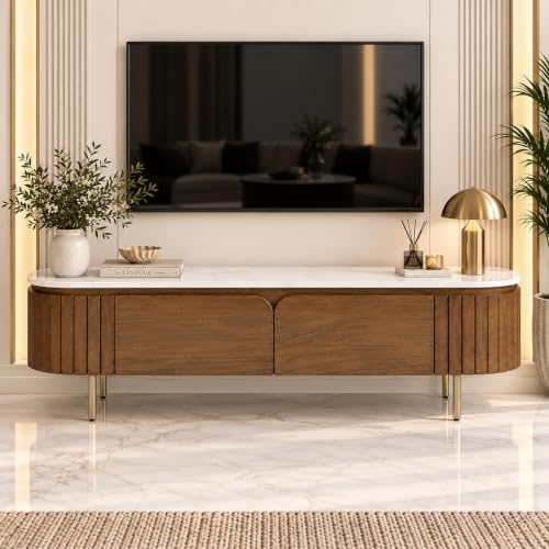 Image of The Attic Carlston TV Cabinet,Solid Wood Sideboard TV Cabinet for Living Room - Carlston Model, Provential Teak Matte Finish