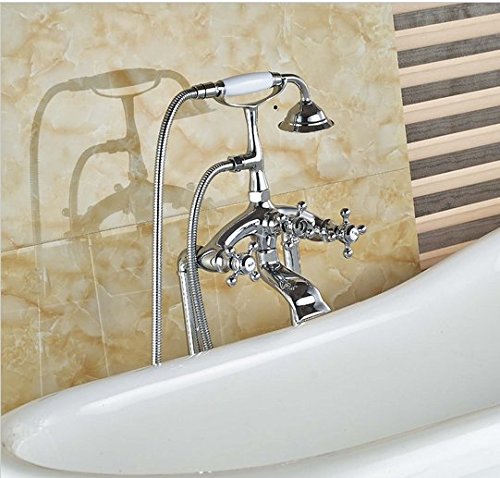 Robinet de baignoire sur pied en laiton chromé et céramique haut de gamme