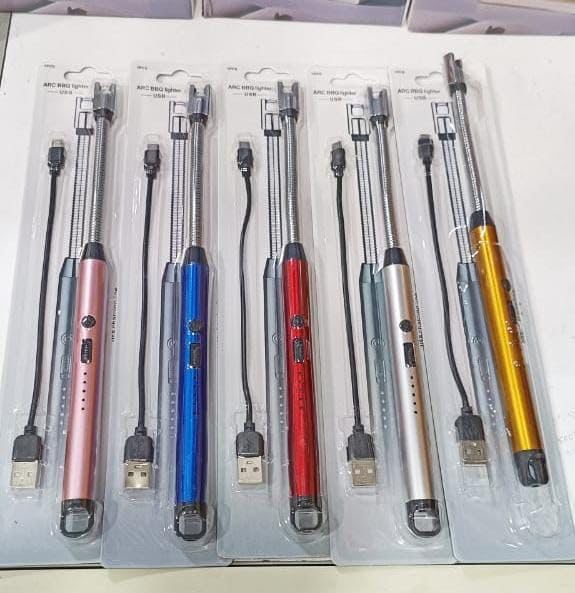 Rechargeable USB Data Cable, 360 Degree Flexible Rechargeable Electric Kitchen Lighter for Gas Candle_Stove Aluminium Electronic Gas Lighter (Black, Pack of 1), Assorted Colours