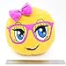WEP Cute Girl with Pink Glasses Emoji Pillow Smiley Emoticon Cushion Stuffed Colorful Plush Toy 32cm New