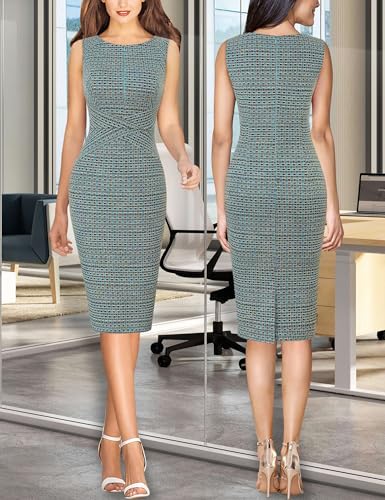 Image of VFSHOW Womens Front Zipper Work Business Office Bodycon Dress Elegant Professional Career Church Party Pencil Sheath Dress