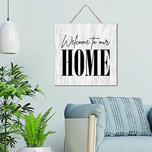 Letreros de madera personalizados Welcome to Our Home Country de 12x12 pulgadas 2