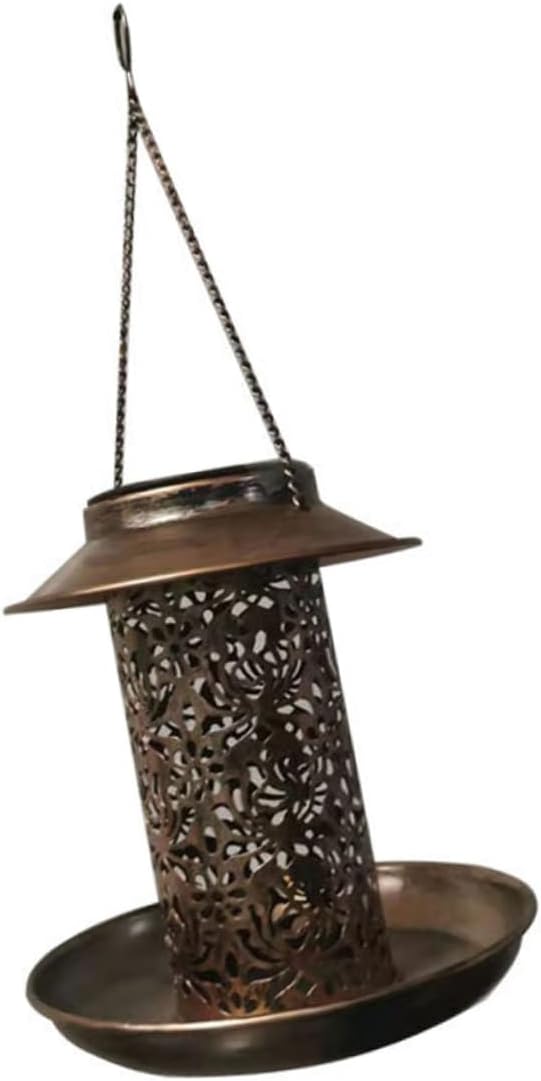 1pc Solar Hanging Bird Feeder Multifunctional Bird Food Dispenser Decorative Design for Outdoor Use Compact and Solar-Powered Light Feature