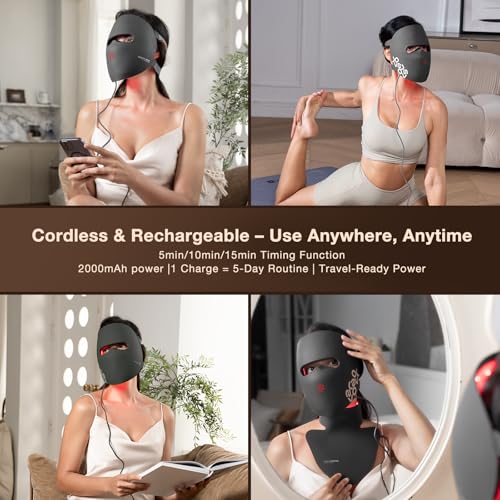 Image of JOVS LED Light Therapy Face Mask, Wireless Red Light Therapy Mask for Face, Portable Skin Care Beauty Device Intelligent Beauty Solution at Home Use, 4 Modes for Visible Results