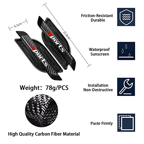 Image of Fender Side Vents Trim, Front Door Fender Protector Carbon Fiber Emblem Side Mark Stickers Decals Sports Decoration Lossless Installtion Accessories Sports Logo