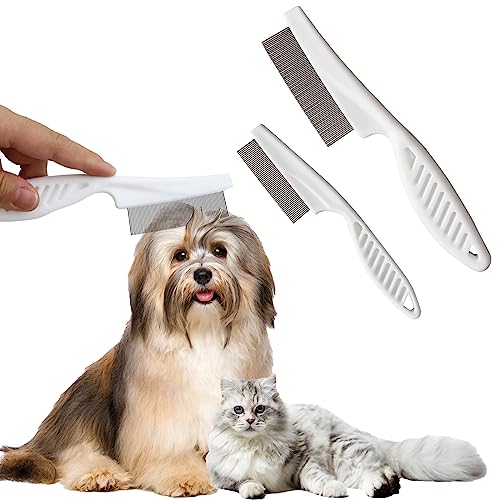 Multifunctional Pet Hair Comb Tear Stain Removal, Dog/Cat Lice Comb, Flea Brush for Cats, Suitable for Small Dogs Puppies, 2 in 1 Dog/Cat Comb Teeth Stainless Steel Combing Massage