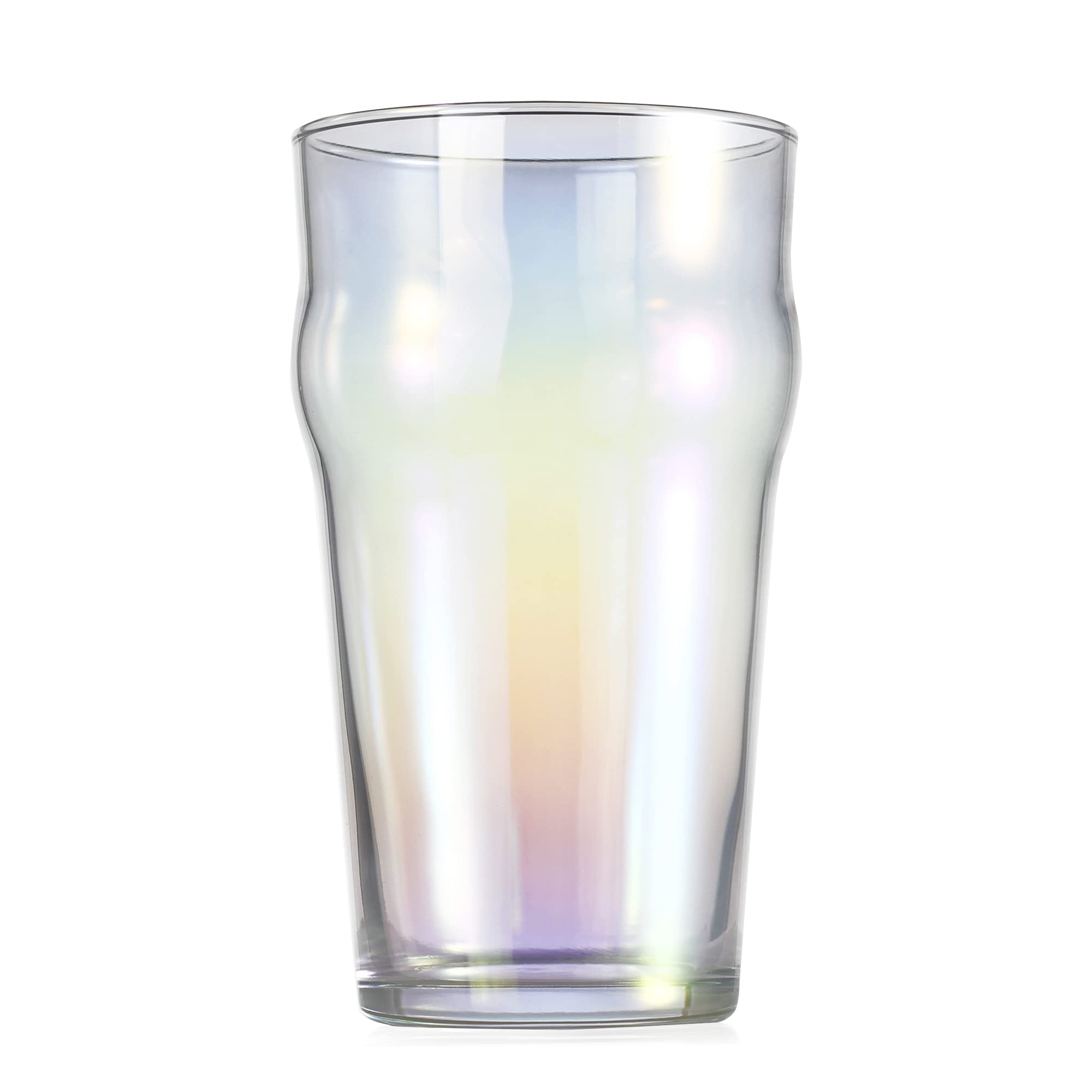 Rainbow Color Pint Glasses, 20oz British Beer Glass, Classics Craft Beer Tumbler Set of 4, Premium Pub Glasses, Unique Design Easy Stacking in The Cupboard