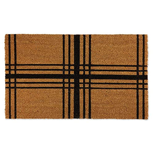DII Natural Coir Geometric Modern Outdoor Door Mat, Front Porch Décor, 17x29, Farmhouse Plaid, 46 x 76 cm (Rectangular)