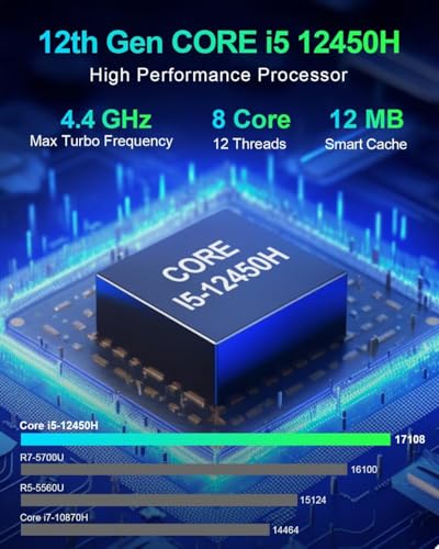 Image of WEIDIAN Gaming Mini PC RTX3050 Core i5-12450H(8C /12T, bis zu 4,4GHz), 64GB RAM 512GB NVME SSD 1TB HDD, Win 11 Pro Micro Desktop Computer 8K 2*DP 2*HD 8*USB WiFi6&BT5.2 for Game Business Office