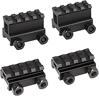 Vista 9 de 360 Tactical 1 pulgada de alto perfil corto Riser Mount Matte Black Picatinny 8 Ranura para visores y óptica