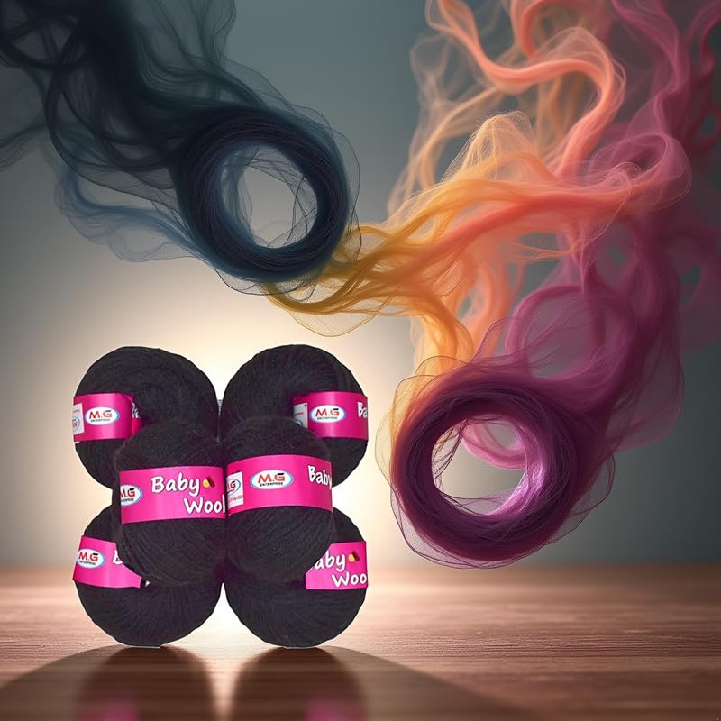 Image of Vard hman 100% Acrylic Wool Black (8 pc) Baby Wool Wool Ball Hand Knitting Wool /Art Craft Soft Fingering Crochet Hook Yarn, Needle Knitting Yarn Thread Dye R K MB