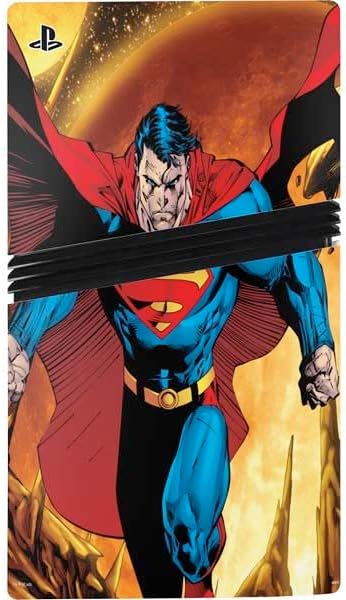 Skinit Decal Gaming Skin Compatible with PS5 Pro Console - Officially Licensed DC Comics Superman Action Pose Art by Jim Lee Design