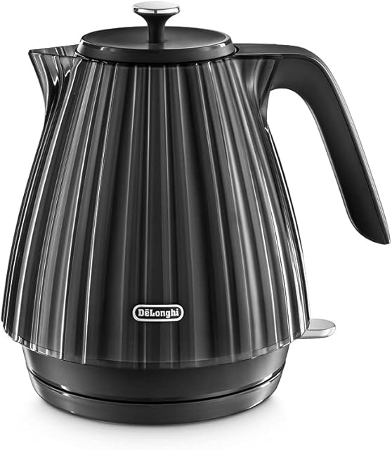 De'Longhi Ballerina Electric Kettle, 360° Swivel Base, Water Level Indicator, Cord Storage, KBD3001.BK, 3000 W, UK PLUG, Black