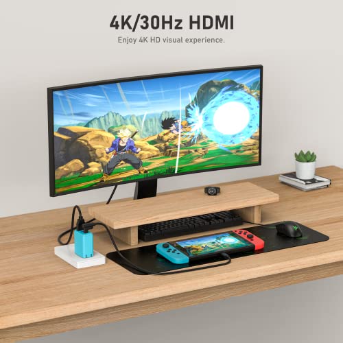 Switch Dock Charger Adapter For Nintendo Switch/Oled, Manmuvimo 30W Portable Tv Docking Station For Nintendo Switch Hdmi 4K, Usb 3.0/Usb-C Fast Charging Ports With Usb-C Charging Cable(Blue) #TOP4