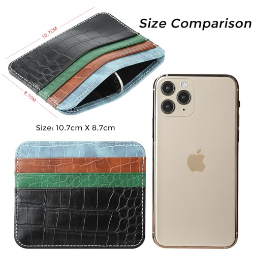 Customized Gold Initials Name Credit Card Holder, Crocodile Pattern PU Leather Credit Card Holder,Add Your Own Personalized Monogram Letters, Slim Thin Minimalist Card Cases, Gift for Women Men2