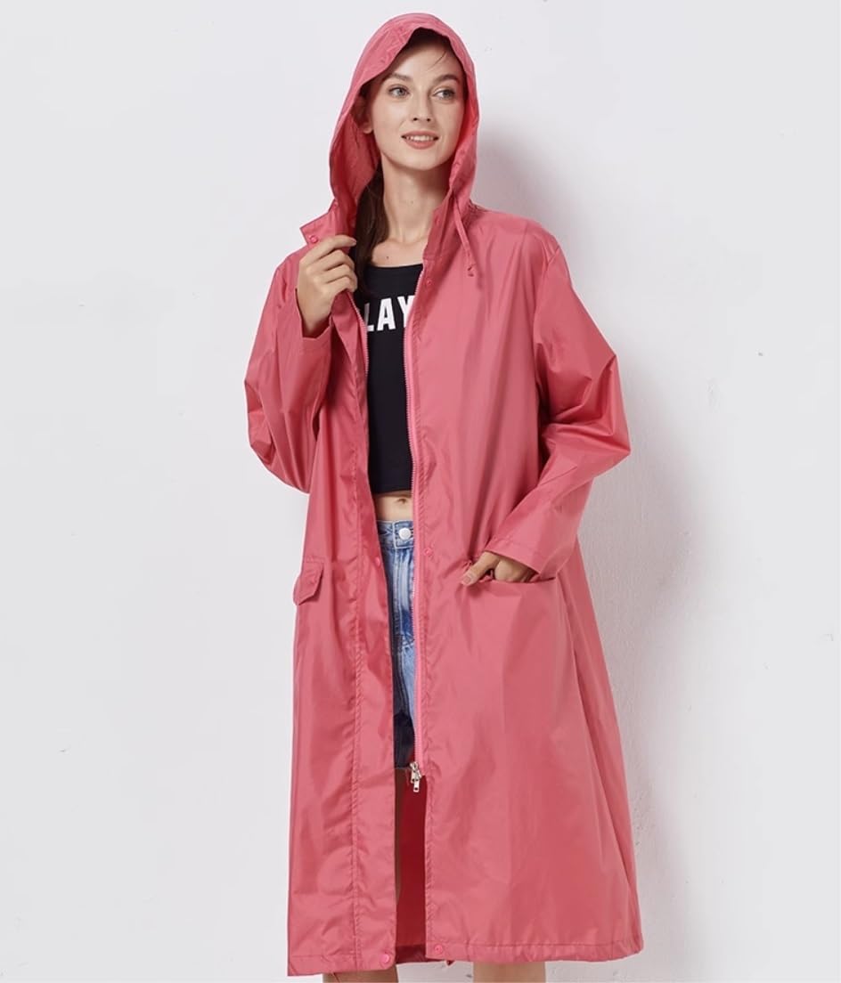 Poncho Antipioggia Giacca A Vento Sottile E Sciolta, Impermeabile in Tinta Unita, da Viaggio per Adulti, Maschio E Femmina Mantella Antipioggia(Pink,XXL)