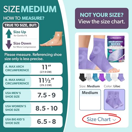 Image of BraceAbility Neuropathy Socks (Pair) - Peripheral Neuritis Compression Diabetic Toeless Foot Sleeves for Nerve Damage Pain in Feet, Ankle Gout, Plantar Fasciitis Relief Brace for Men and Women (Lilac - Standard - 1 Pair, Medium)