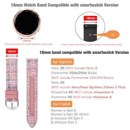 Correa nylon 18mm con cuero PU para Garmin Vivoactive miniatura 5