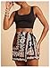 SweatyRocks Women's Shorts Floral Print Tie Side Wrap Elastic Waist Boho Short Skorts Black Medium