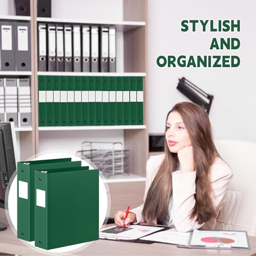 Henoyso 12 Pcs 2 Inch 3 Ring Plastic Binder 8.5'' x 11'' Letter Size Paper Soft Plastic Flexible Binders Bulk Organizer for School Office Supplies, Large 490 Sheet Capacity (Dark Green) — view 4