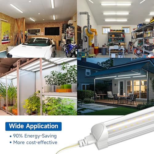 Image of SHINESTAR 4FT Led Shop Lights, 40W 5000LM 5000K LED Shop Light Super Bright 75% Energy-Saving Linkable T8 Light Tube Integrated Fixture for Workshop Garage Basement, 4 Pack