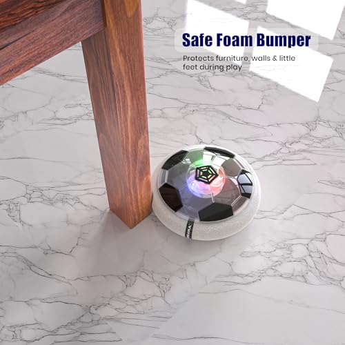 Image of Mirana Air Football Smart Toy for Kids | 3-Mode USB Type-C Rechargeable Hover Ball | Indoor Electric Hoverball with LED Lights | Birthday Gift for Boys & Girls 2 3 4 5 6 7 8 9 10 Years (Transparent)