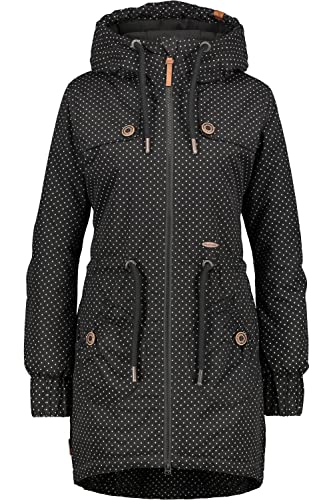 ALIFE and Kickin CharlotteAK A Coat – Damen Wintermantel – Lange Winterjacke für Kalte Tage – Mantel für Herbst & Winter – Perfekt für Freizeit & Alltag Black dots L