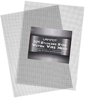 URATOT 2 Packs 304 Stainless Steel Woven Wire Mesh 20 Mesh 15 x 21 cm Insect Rodent Control Mesh Pest Proofing Metal Mesh Sheet for Home, Kitchen, Airbrick