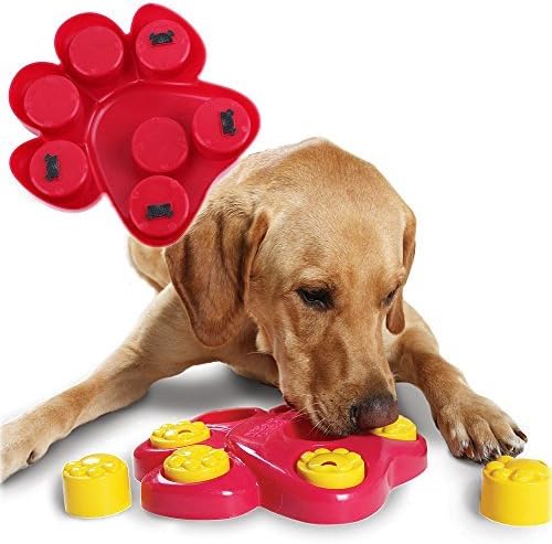kathson Dog Interactive Games Puzzle Toys Dog Food Dispenser Puppy Fun IQ Educational Treat Box Slow Feed Bowl Nontoxic Food Dispensing Plate Dish Puzzle Toys for Small Medium Large Dogs Training Play